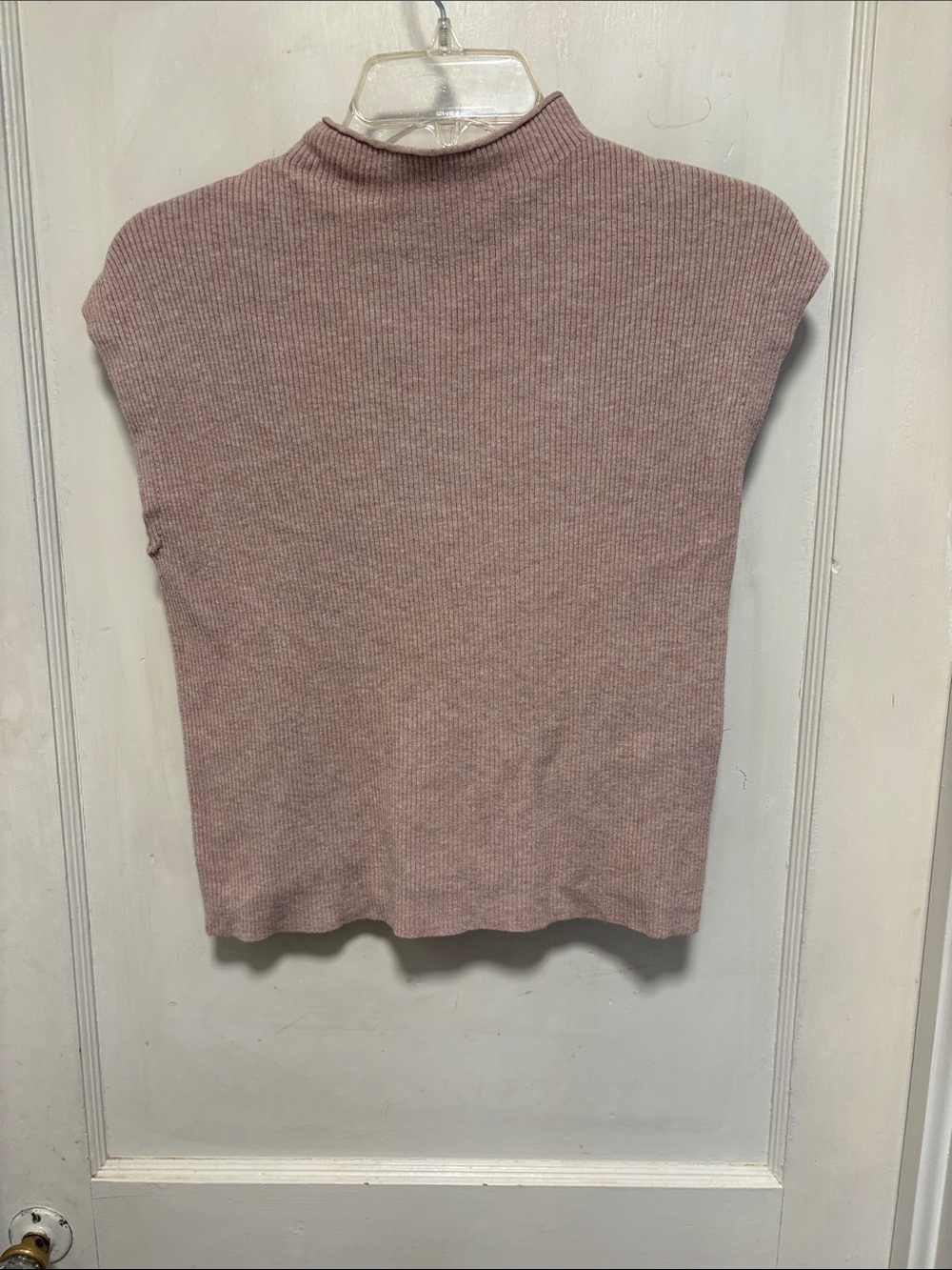 Mila Milano Sleeveless Mock Neck Knit Ribbed Top - Dusty Rose Small
